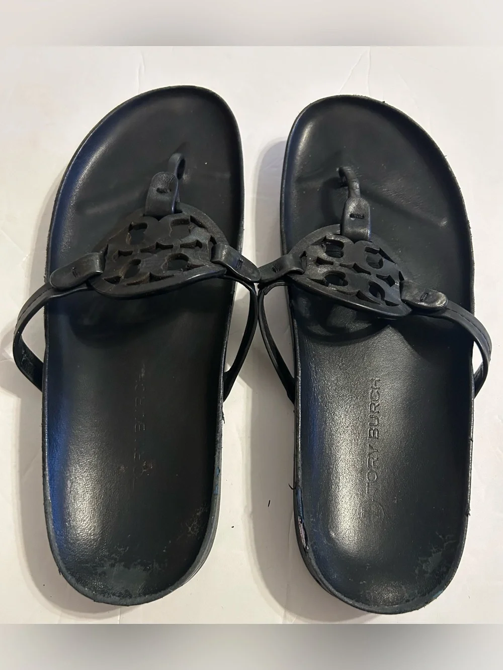 Tory Burch Black Logo Thong Sandals